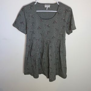 Vintage New Addition Maternity Grey Floral Top Size S